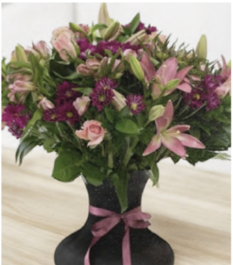 Rosas y lilis grande en cristal